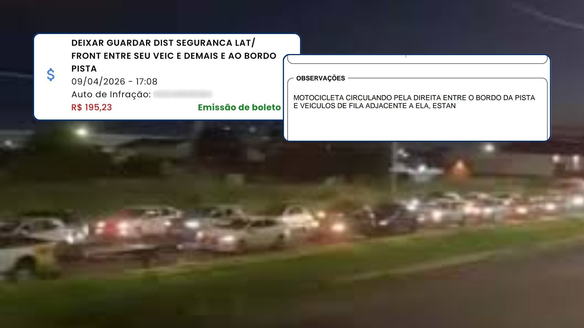 Multas no Trânsito: Motoclista É Autuado ao Tentar Chegar a Show