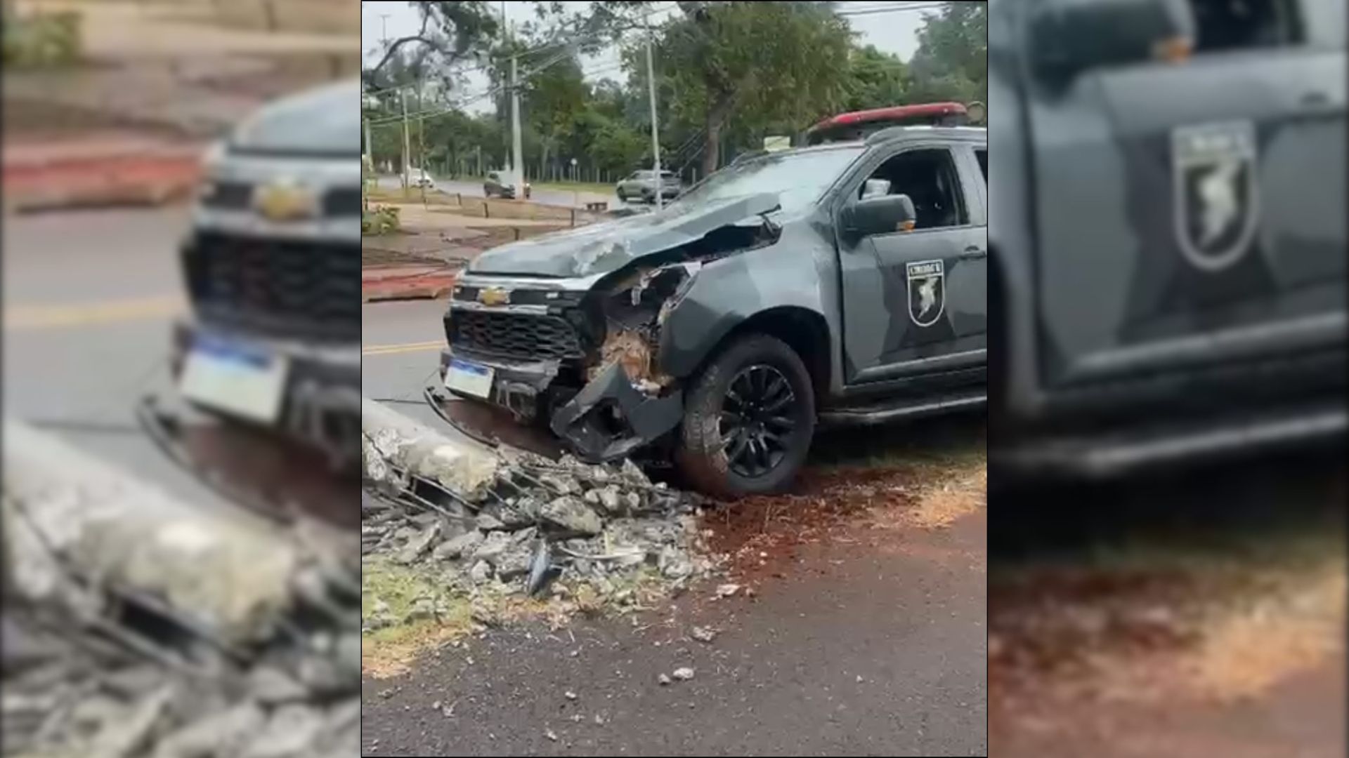Tenente do Choque Atingido por Airbag Após Colisão com Poste